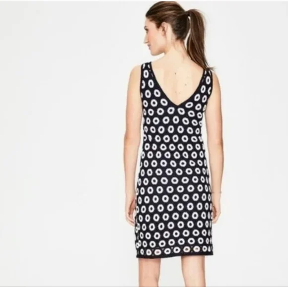 Boden Elana Crochet Navy and White dress, EUC, size 10. - Picture 2 of 14